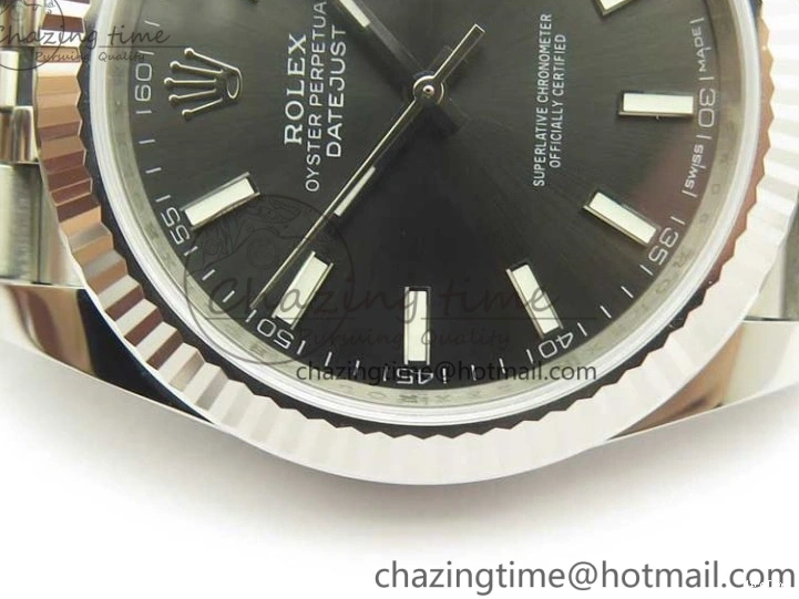 MiroTime 0219 DateJust 41 126334 SS REF 1:1 Best Edition Gray Dial Stick Markers on Jubilee Bracelet A3235 Clone V OdorResistant 3382